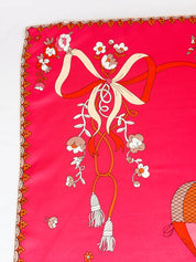Nina Ricci Pink Whimsical Garden Print Silk Scarf