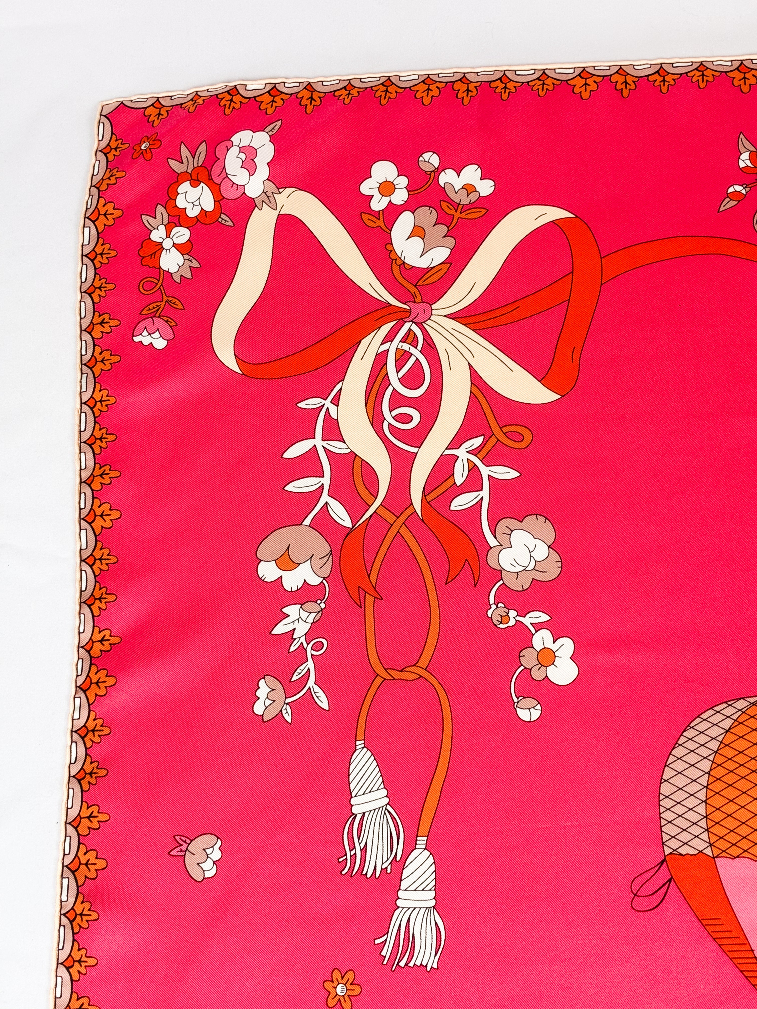 Nina Ricci Pink Whimsical Garden Print Silk Scarf