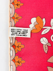 Nina Ricci Pink Whimsical Garden Print Silk Scarf