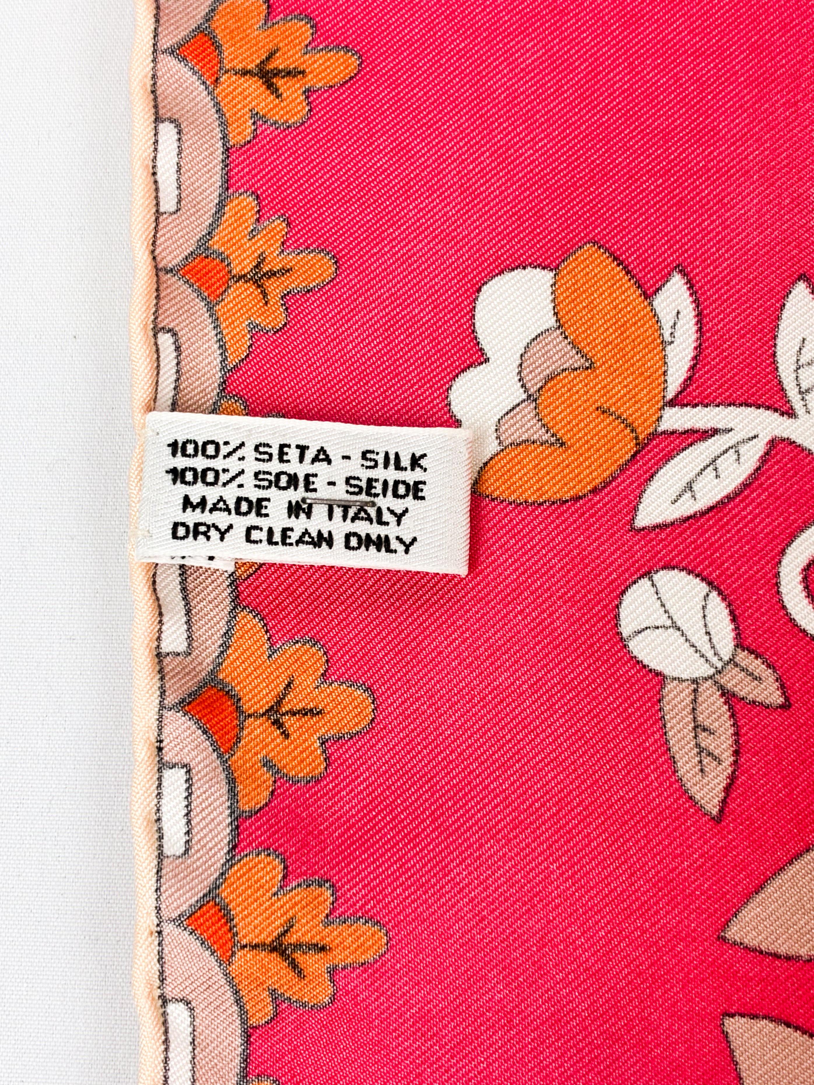 Nina Ricci Pink Whimsical Garden Print Silk Scarf