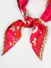 Nina Ricci Pink Whimsical Garden Print Silk Scarf