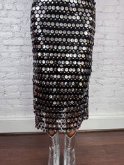 2000s Black Sequin Disc Maxi Dress