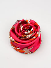 Nina Ricci Pink Whimsical Garden Print Silk Scarf