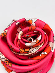 Nina Ricci Pink Whimsical Garden Print Silk Scarf