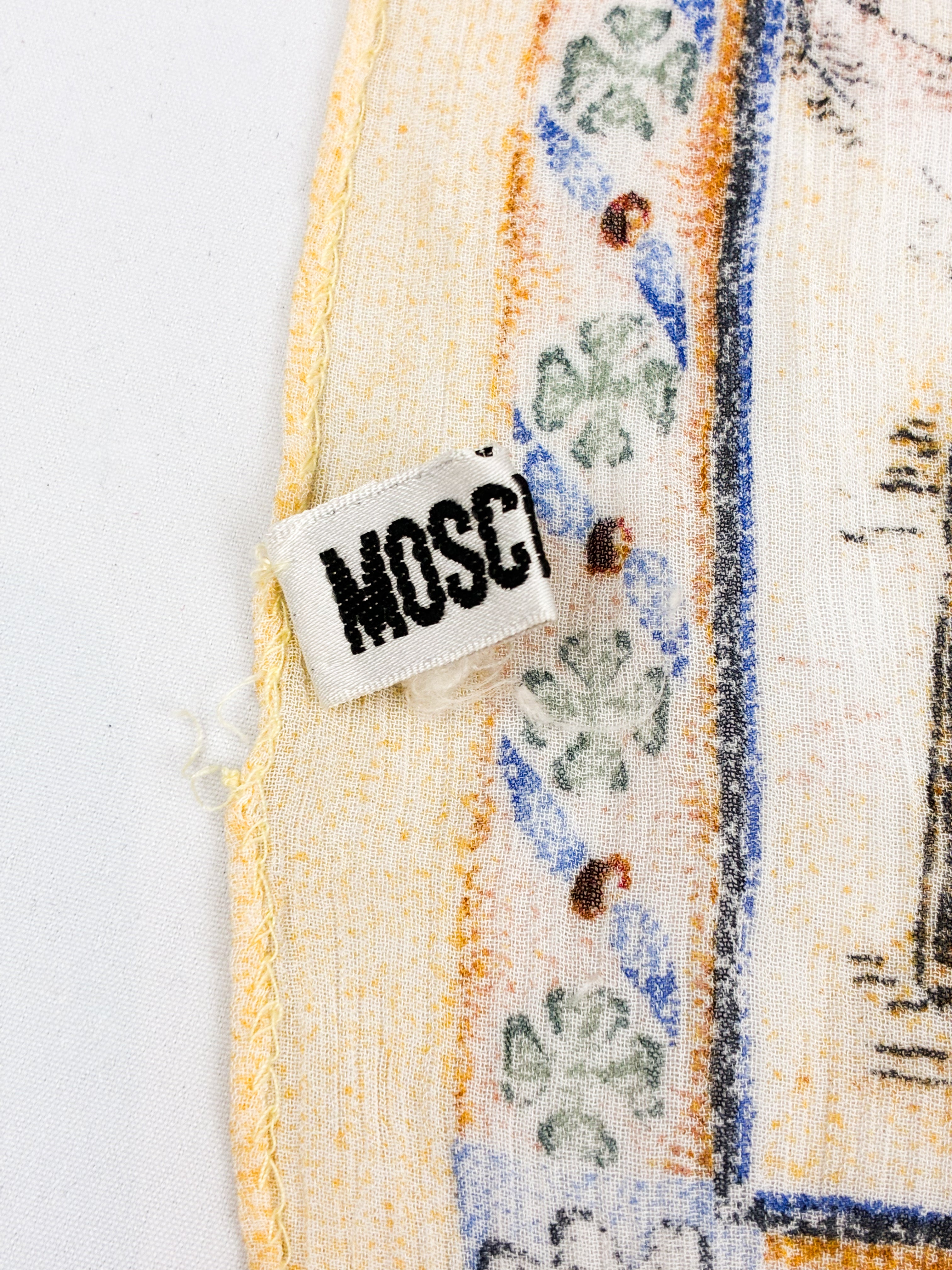 Moschino Cheap and Chic 1990s Popeye and Olive Oyl Tapestry Scarf