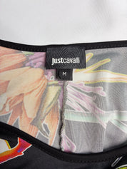 Just Cavalli 2000s Black Neon Tropical Floral Print Bodycon Mini Dress - M