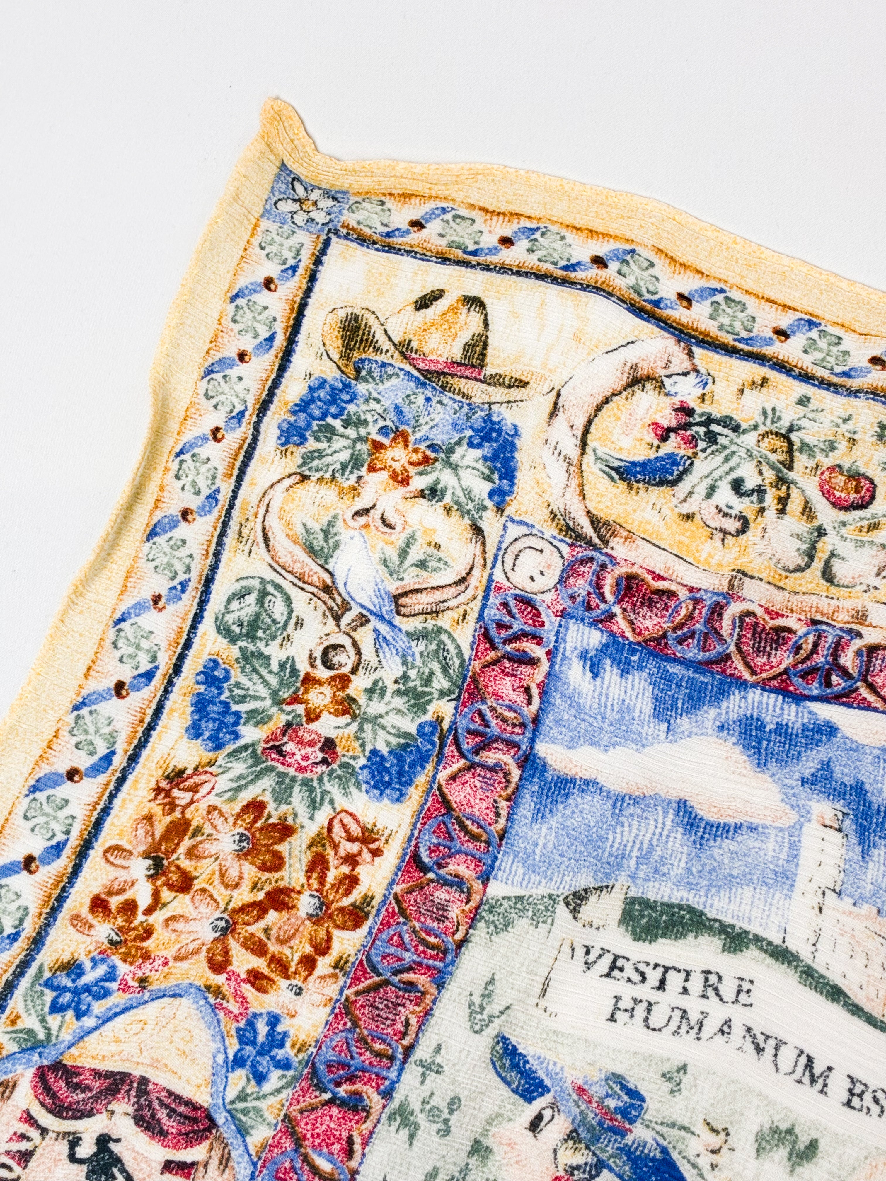 Moschino Cheap and Chic 1990s Popeye and Olive Oyl Tapestry Scarf