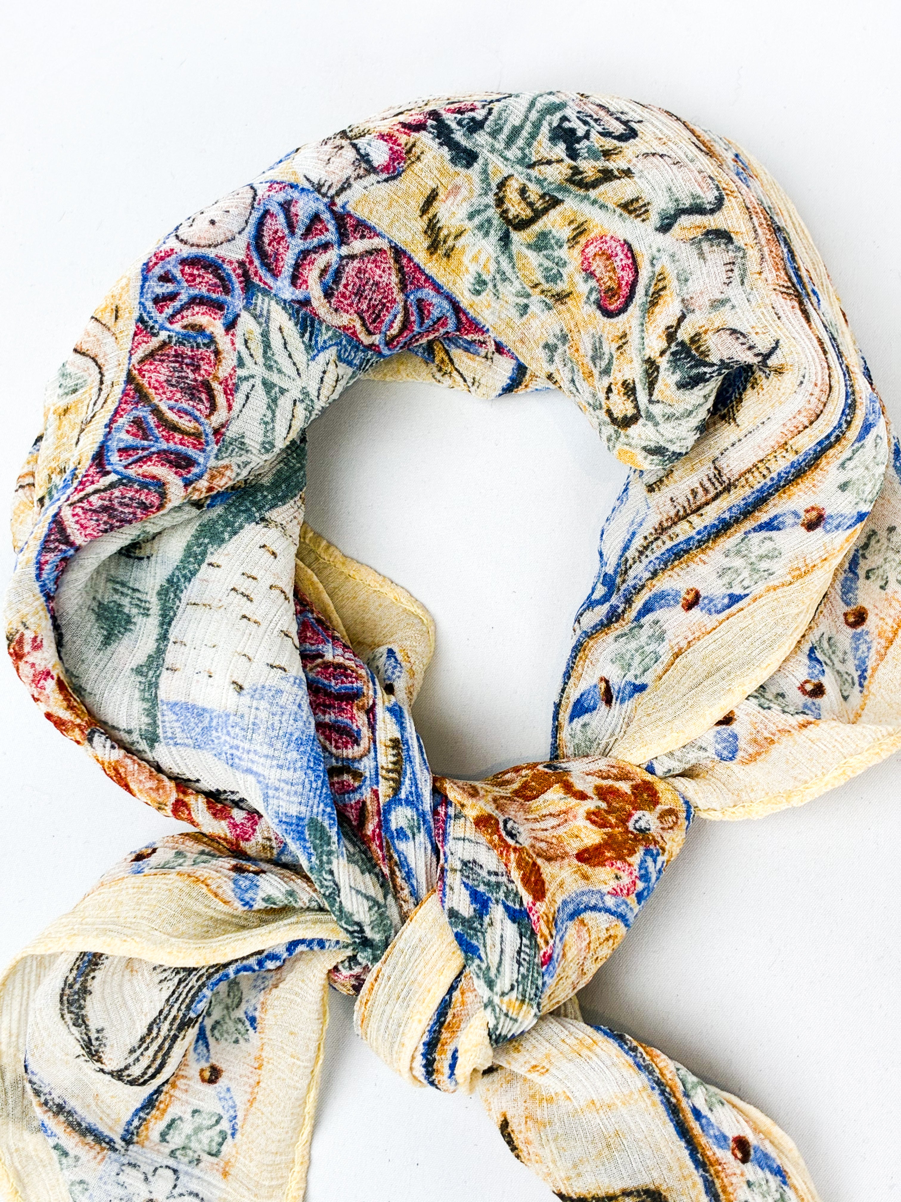 Moschino Cheap and Chic 1990s Popeye and Olive Oyl Tapestry Scarf