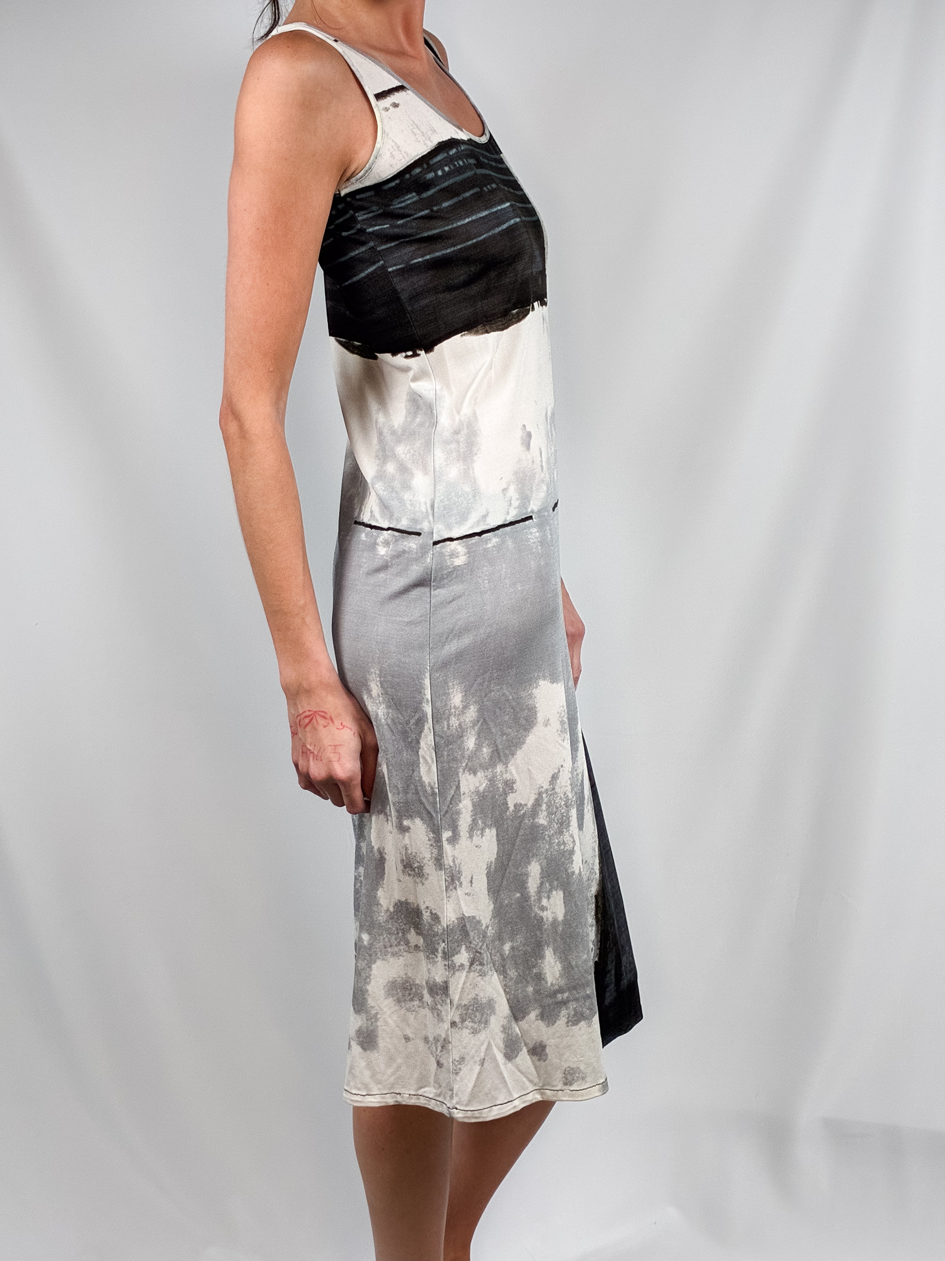 Gianfranco Ferré Studio 2000s Abstract Print Midi Dress - M/L
