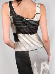 Gianfranco Ferré Studio 2000s Abstract Print Midi Dress - M/L
