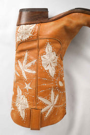 John Richmond 2000s Tan Embroidered Western Cowboy Boots - EU 37