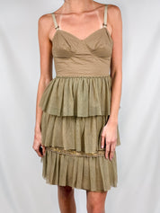 Philosophy di Alberta Ferretti Taupe Tiered Dress - S