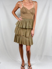 Philosophy di Alberta Ferretti Taupe Tiered Dress - S