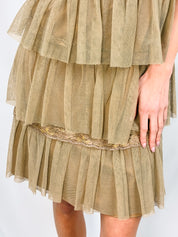 Philosophy di Alberta Ferretti Taupe Tiered Dress - S