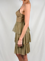 Philosophy di Alberta Ferretti Taupe Tiered Dress - S