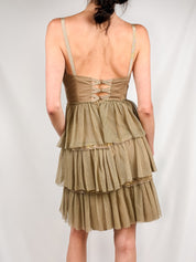 Philosophy di Alberta Ferretti Taupe Tiered Dress - S
