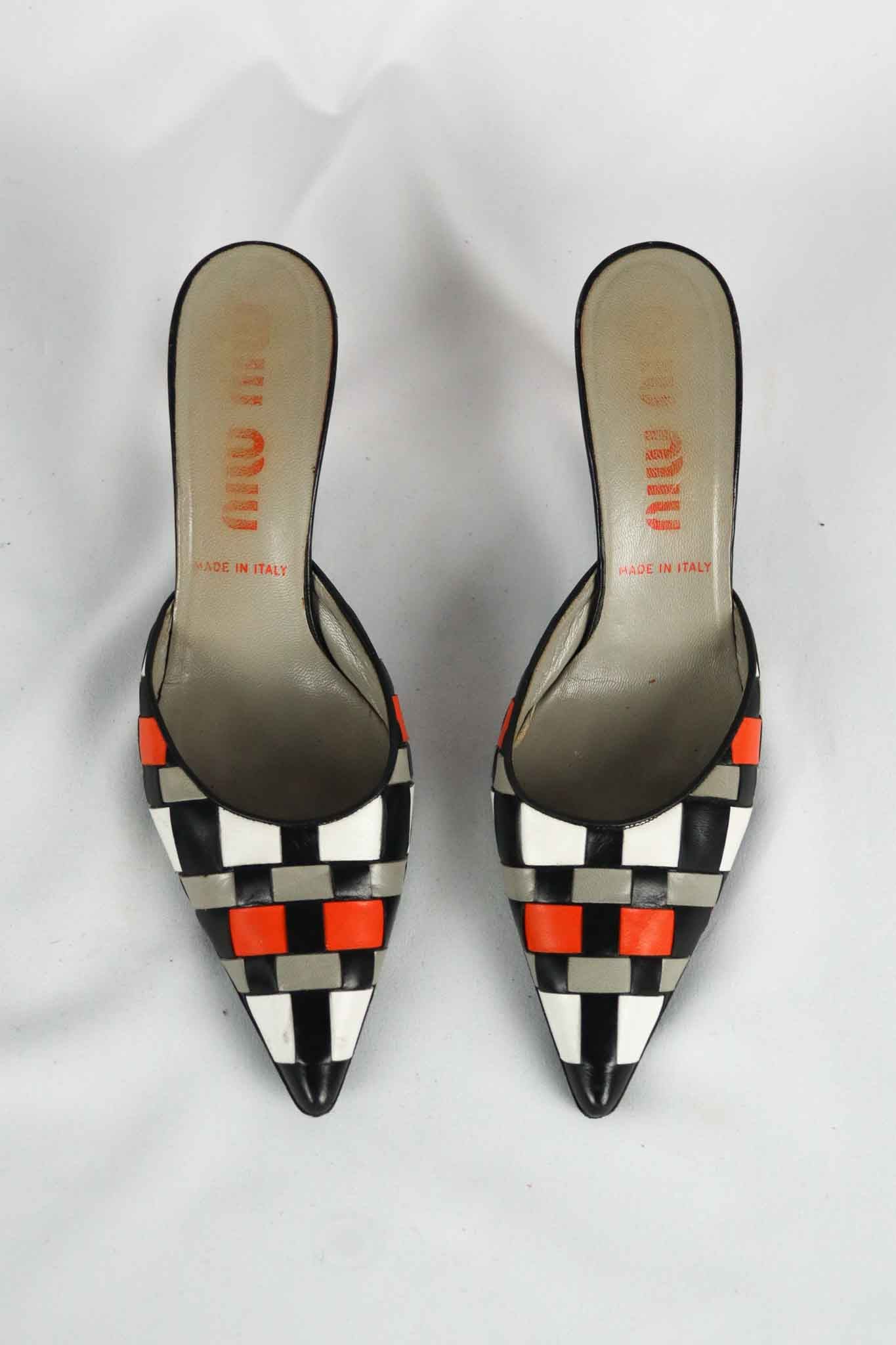 Miu Miu Spring Summer 2001 Checkered Heels - EU 36.5