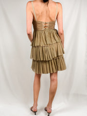 Philosophy di Alberta Ferretti Taupe Tiered Dress - S