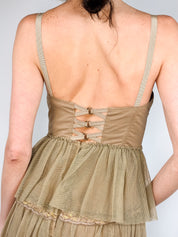 Philosophy di Alberta Ferretti Taupe Tiered Dress - S