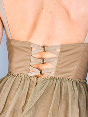 Philosophy di Alberta Ferretti Taupe Tiered Dress - S