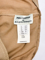 Philosophy di Alberta Ferretti Taupe Tiered Dress - S