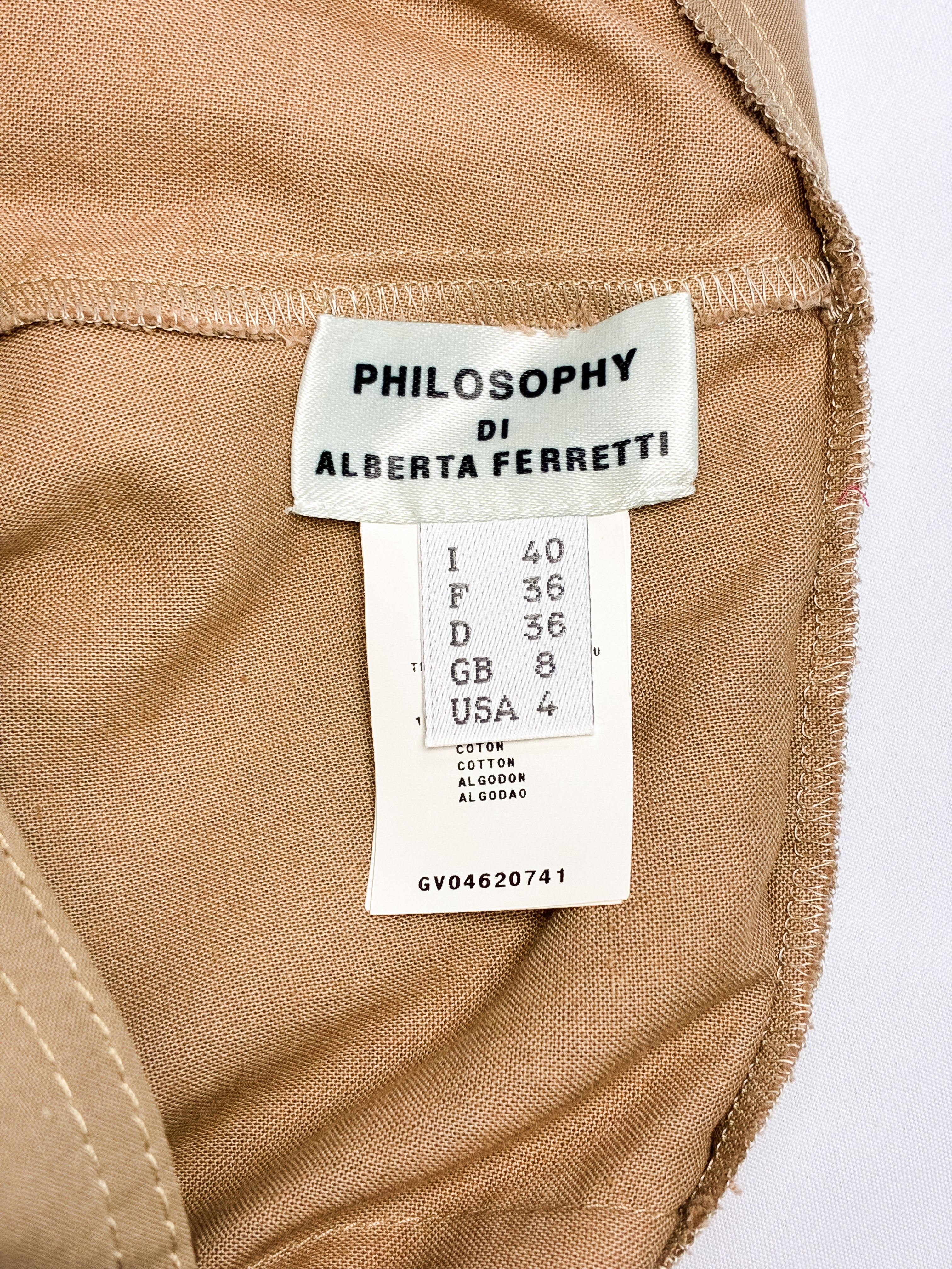 Philosophy di Alberta Ferretti Taupe Tiered Dress - S