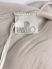 Lia Rabello 2000s Silver Grey Pearl Beaded Lace Halter Maxi Gown - S/M