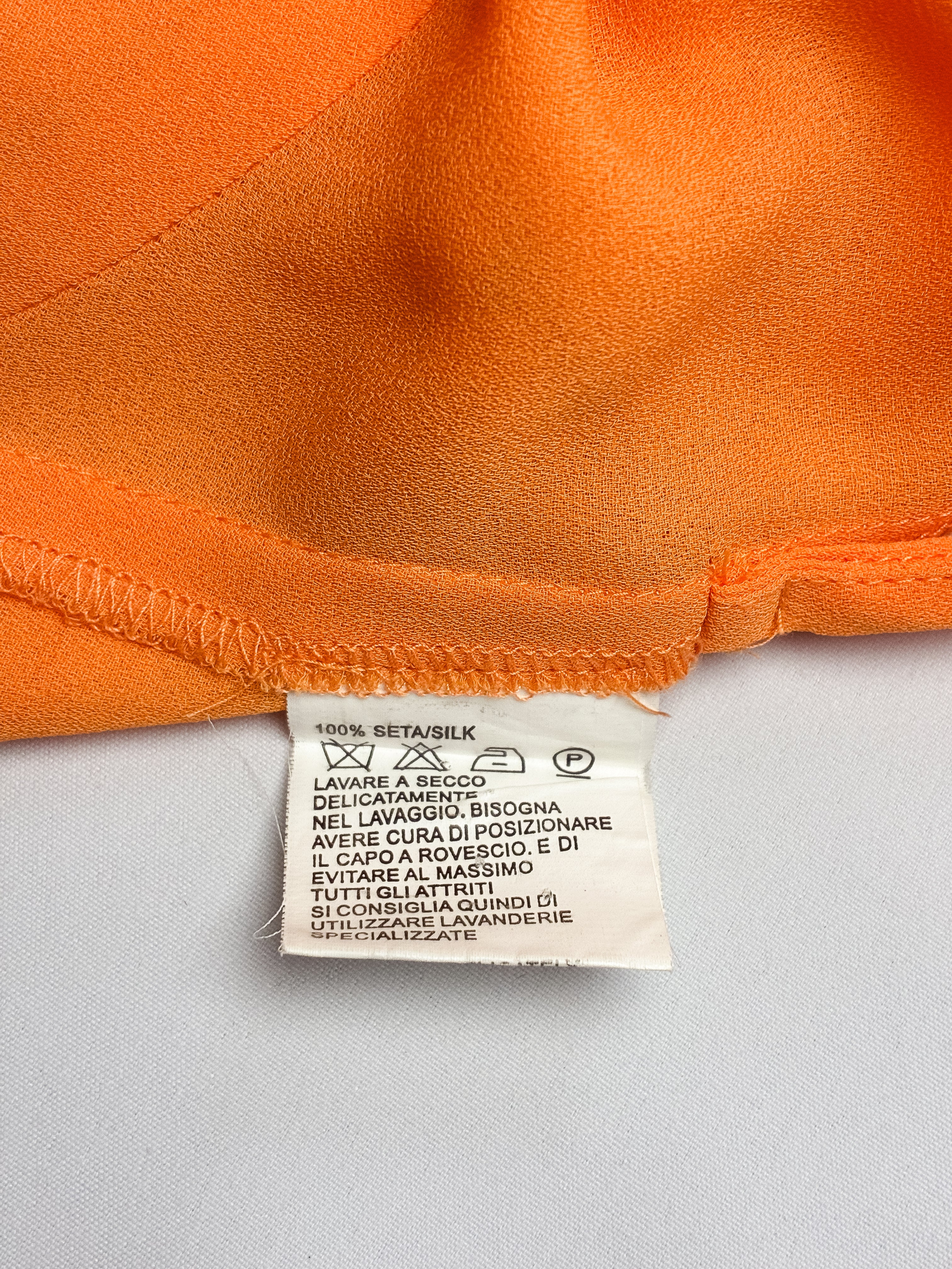 Luisa Spagnoli 2000s Orange Daisy Print Silk Dress with Shawl - S-M