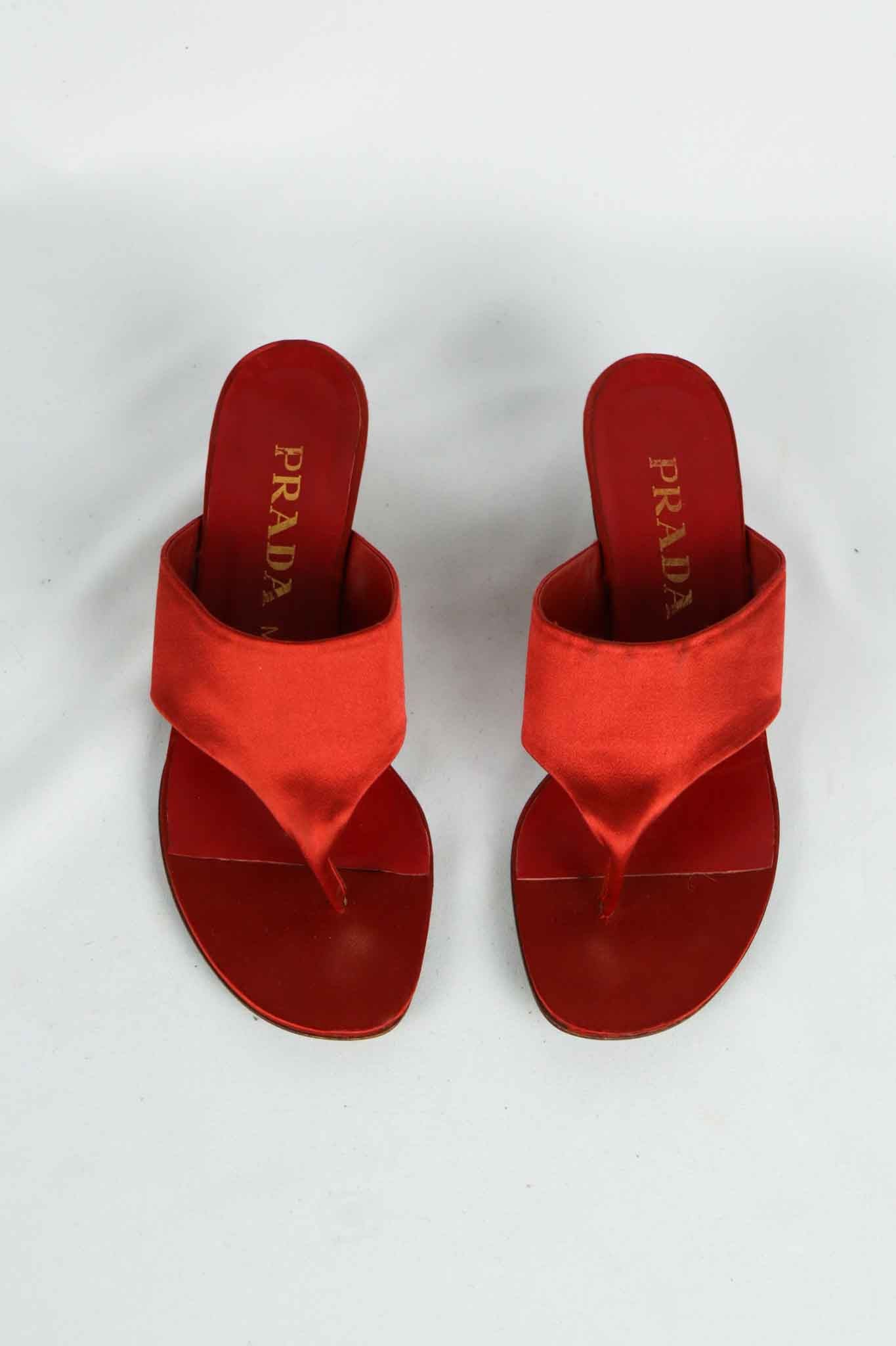 Prada Red Satin Kitten Heel Thong Sandals - EU 37.5
