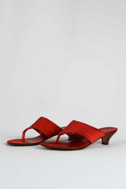 Prada Red Satin Kitten Heel Thong Sandals - EU 37.5