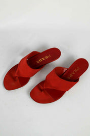 Prada Red Satin Kitten Heel Thong Sandals - EU 37.5