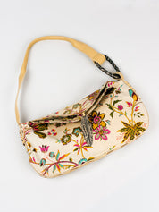 Roberto Cavalli Freedom 2000s Cream Floral Canvas Shoulder Bag