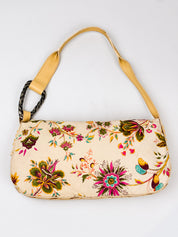 Roberto Cavalli Freedom 2000s Cream Floral Canvas Shoulder Bag
