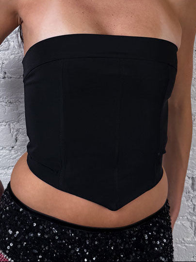 Betty Blue 2000s Black Structured Strapless Top