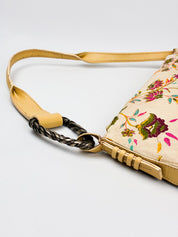 Roberto Cavalli Freedom 2000s Cream Floral Canvas Shoulder Bag