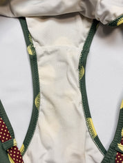 2000s Green and Yellow Polka Dot Triangle Bikini Set - S