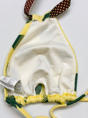 2000s Green and Yellow Polka Dot Triangle Bikini Set - S