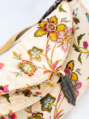 Roberto Cavalli Freedom 2000s Cream Floral Canvas Shoulder Bag