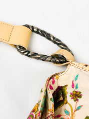 Roberto Cavalli Freedom 2000s Cream Floral Canvas Shoulder Bag