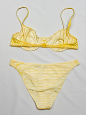 Roberto Cavalli Freedom 2000s Yellow Snakeskin Beaded Bikini Set - S Top / L Bottoms