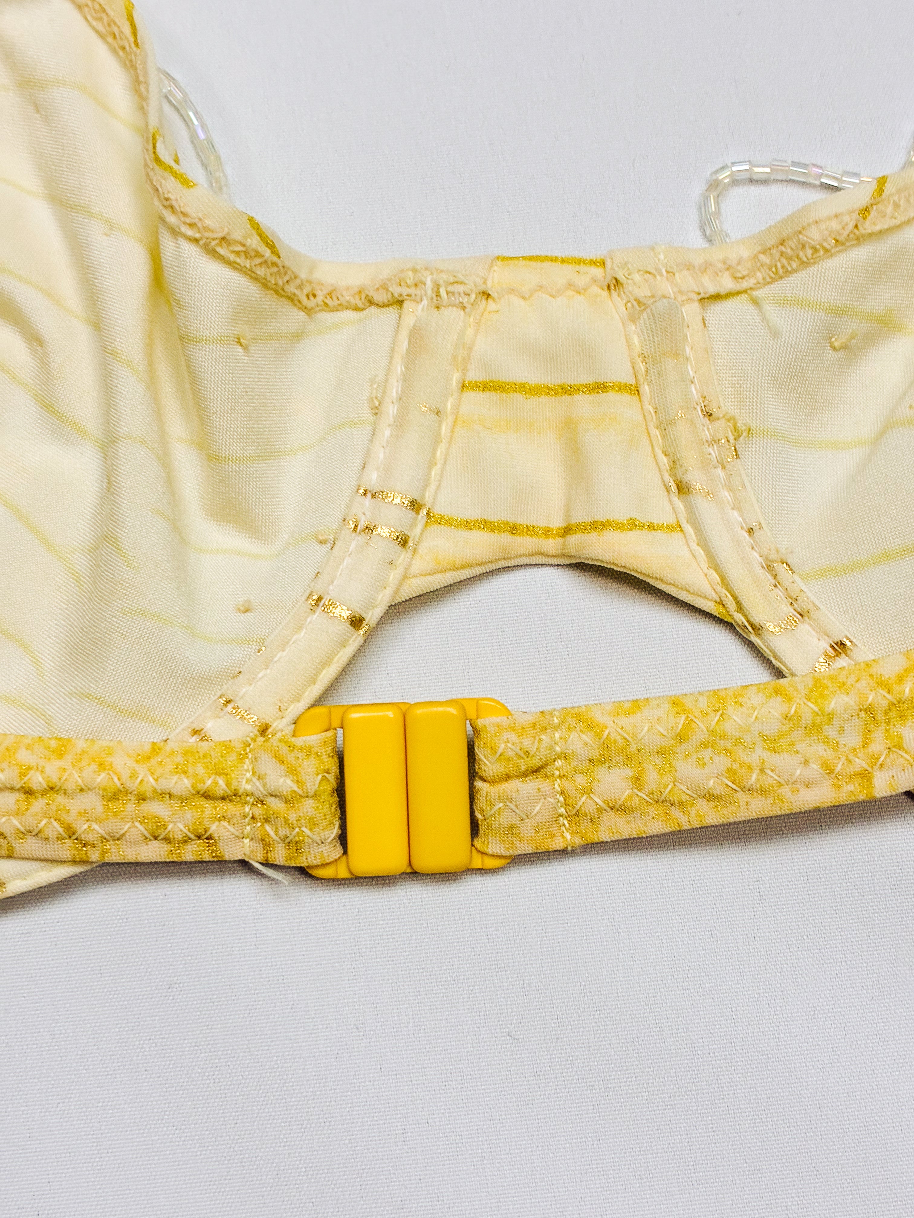 Roberto Cavalli Freedom 2000s Yellow Snakeskin Beaded Bikini Set - S Top / L Bottoms