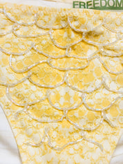 Roberto Cavalli Freedom 2000s Yellow Snakeskin Beaded Bikini Set - S Top / L Bottoms