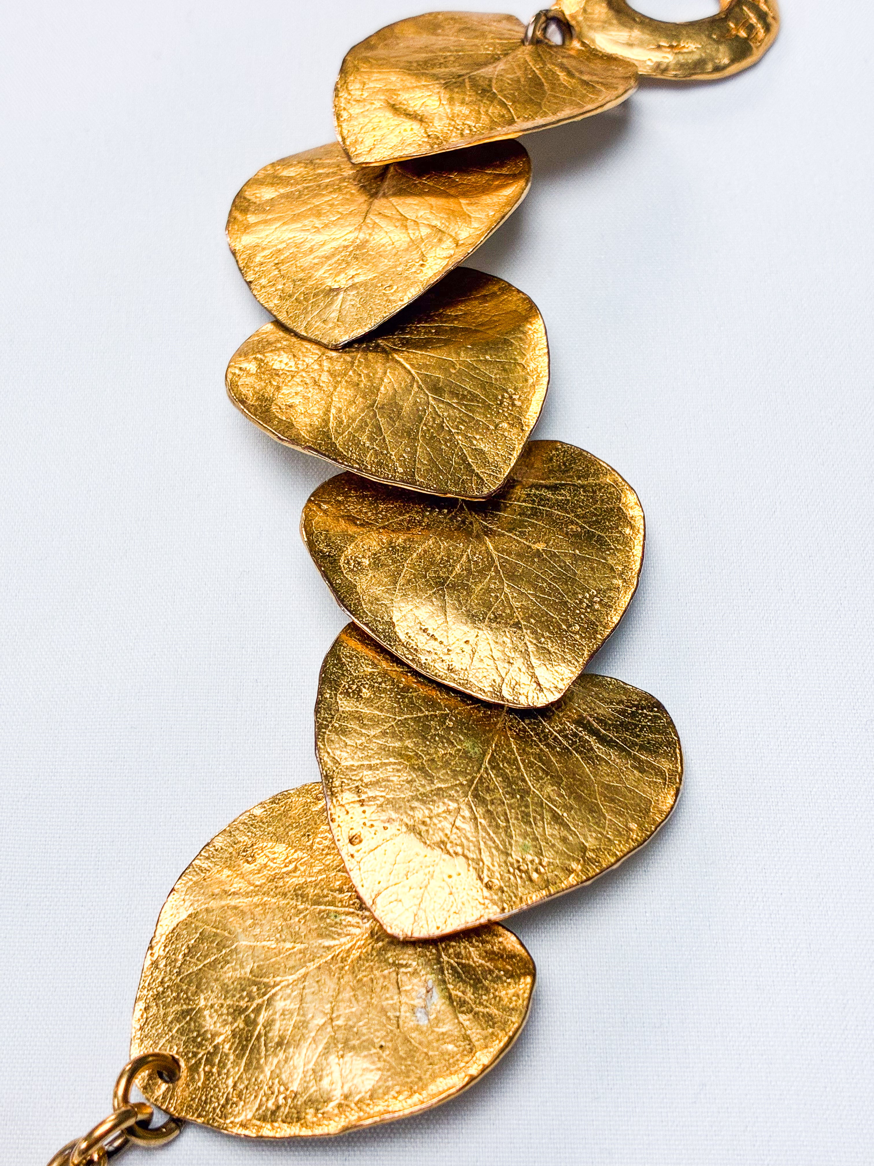 Saoya 1990s Gold-Tone Cast Leaf Link Bracelet