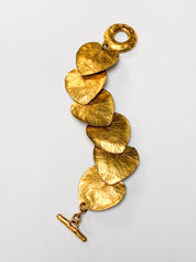 Saoya 1990s Gold-Tone Cast Leaf Link Bracelet