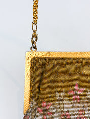 1940s Glass Micro-Bead Gold Frame Evening Bag with Wallet