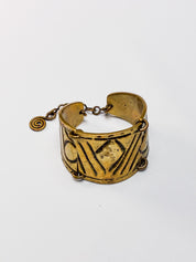 M. Buffet 1970s Gold-Tone Bronze Articulated Geometric Cuff Bracelet