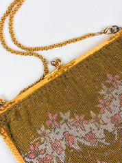 1940s Glass Micro-Bead Gold Frame Evening Bag with Wallet