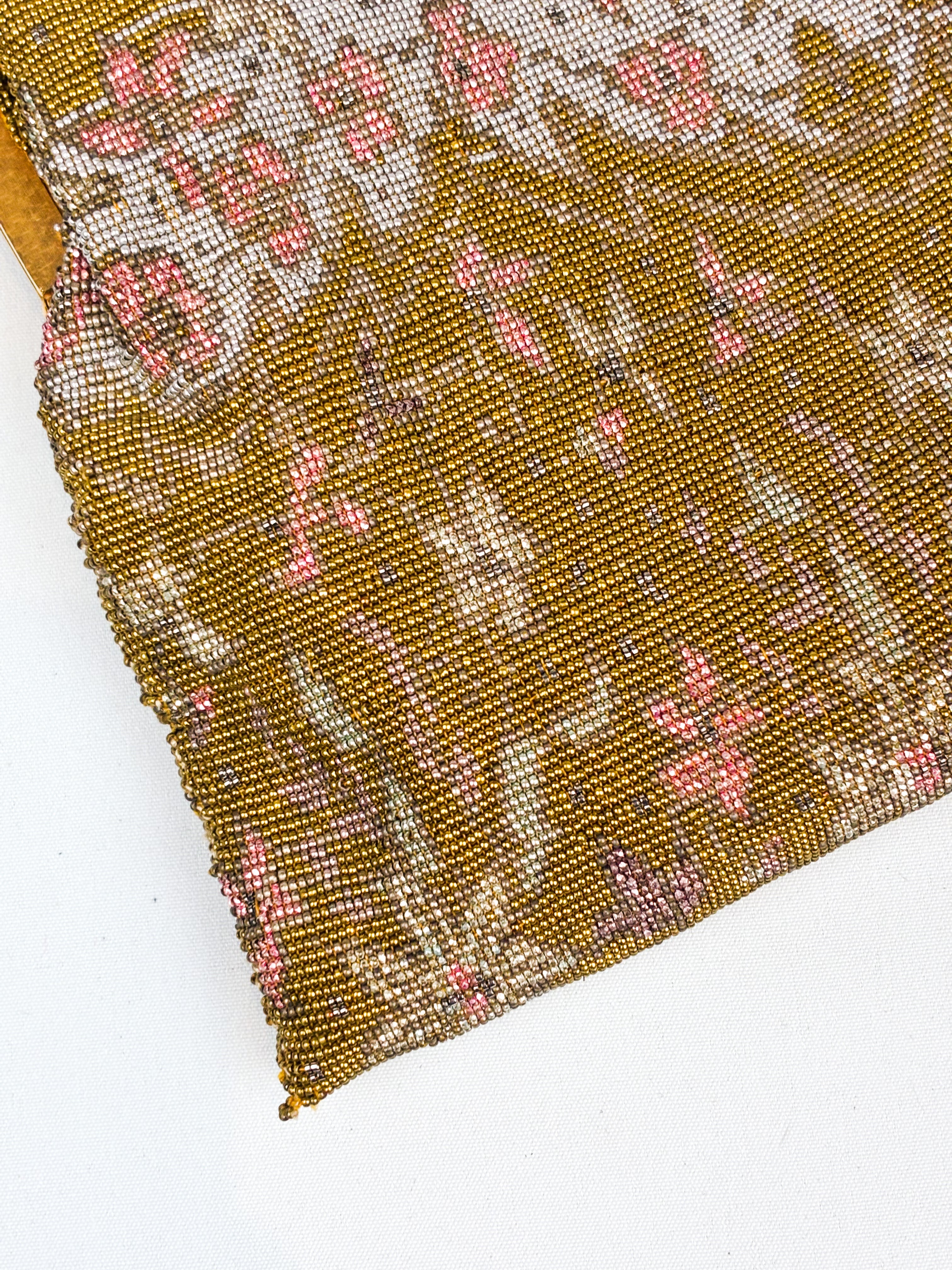 1940s Glass Micro-Bead Gold Frame Evening Bag with Wallet