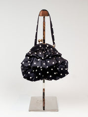 Luisa Spagnoli 2000s Black and White Polka Dot Silk Ruffle Bag