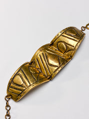 M. Buffet 1970s Gold-Tone Bronze Articulated Geometric Cuff Bracelet